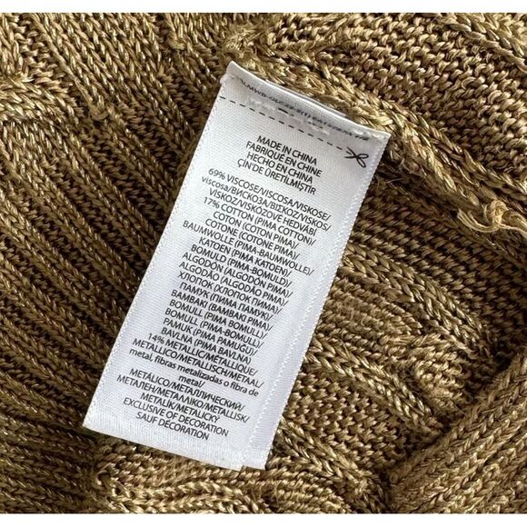 NWOT Polo Ralph Lauren Metallic Gold Cable Knit Sweater Women's XL - Picture 7 of 10